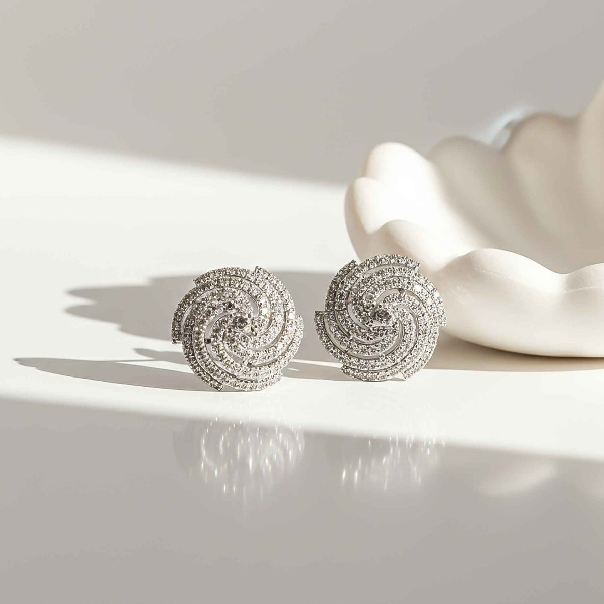 925 Sterling Silver Spiral Stud Earrings Gold Vermeil (2.5 Micron) - product view