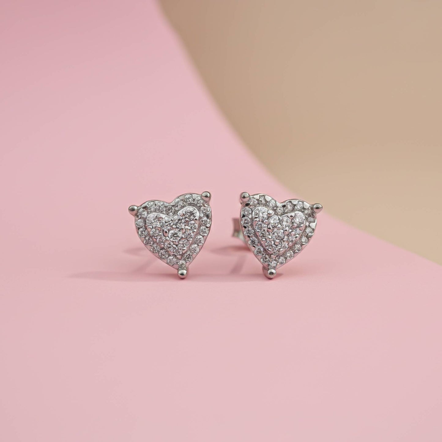 925 Sterling Silver Heart Cluster Stud Earrings Gold Vermeil (2.5 Micron) - product view
