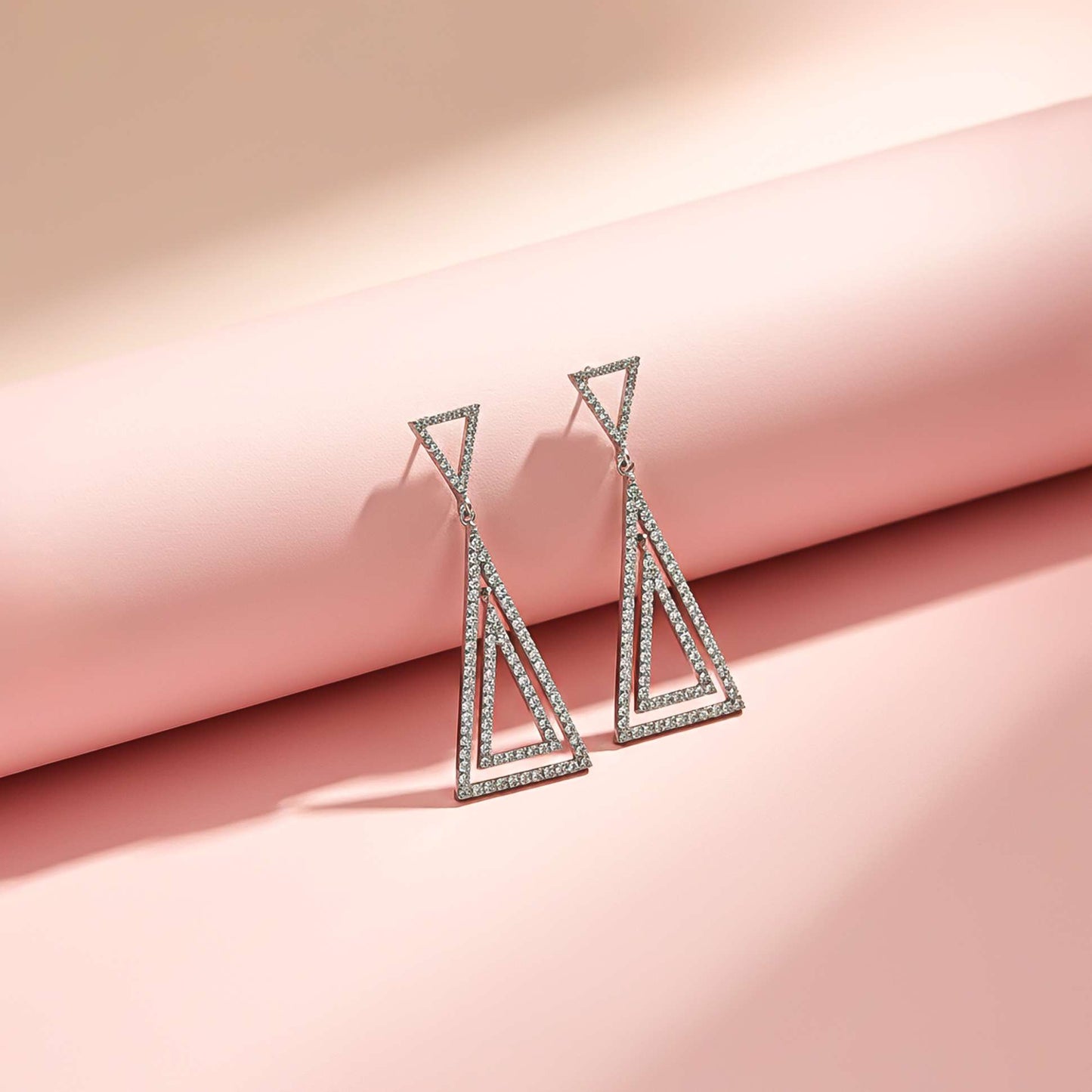 925 Sterling Silver Triangle Dangle Drop Earrings Gold Vermeil (2.5 Micron)