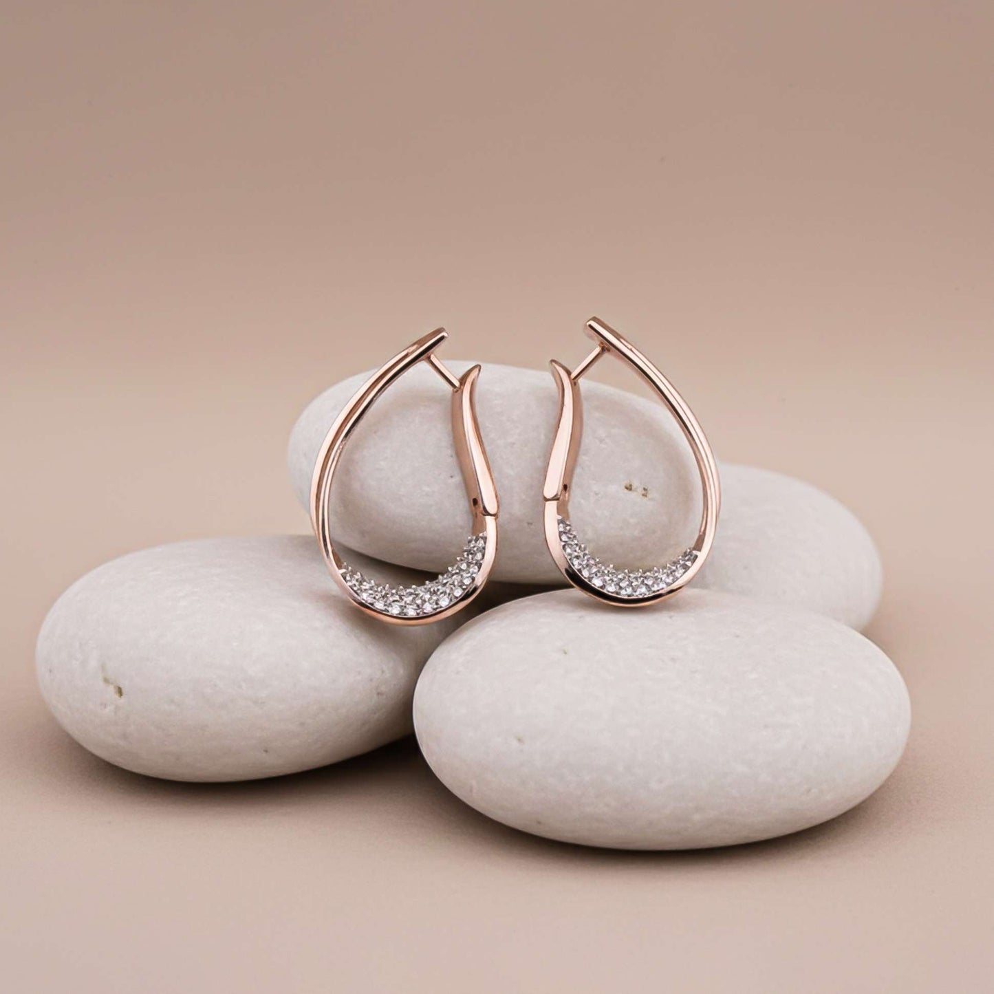 925 Sterling Silver With Gold Vermeil Cubic Zirconia Huggie Hoop Earrings Gold Vermeil (2.5 Micron) - product view