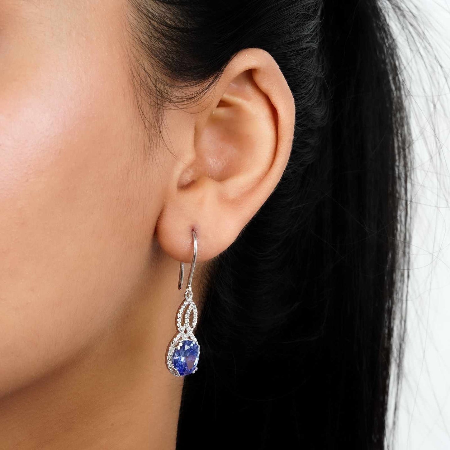 925 Sterling Silver Blue Night Dangle Earrings