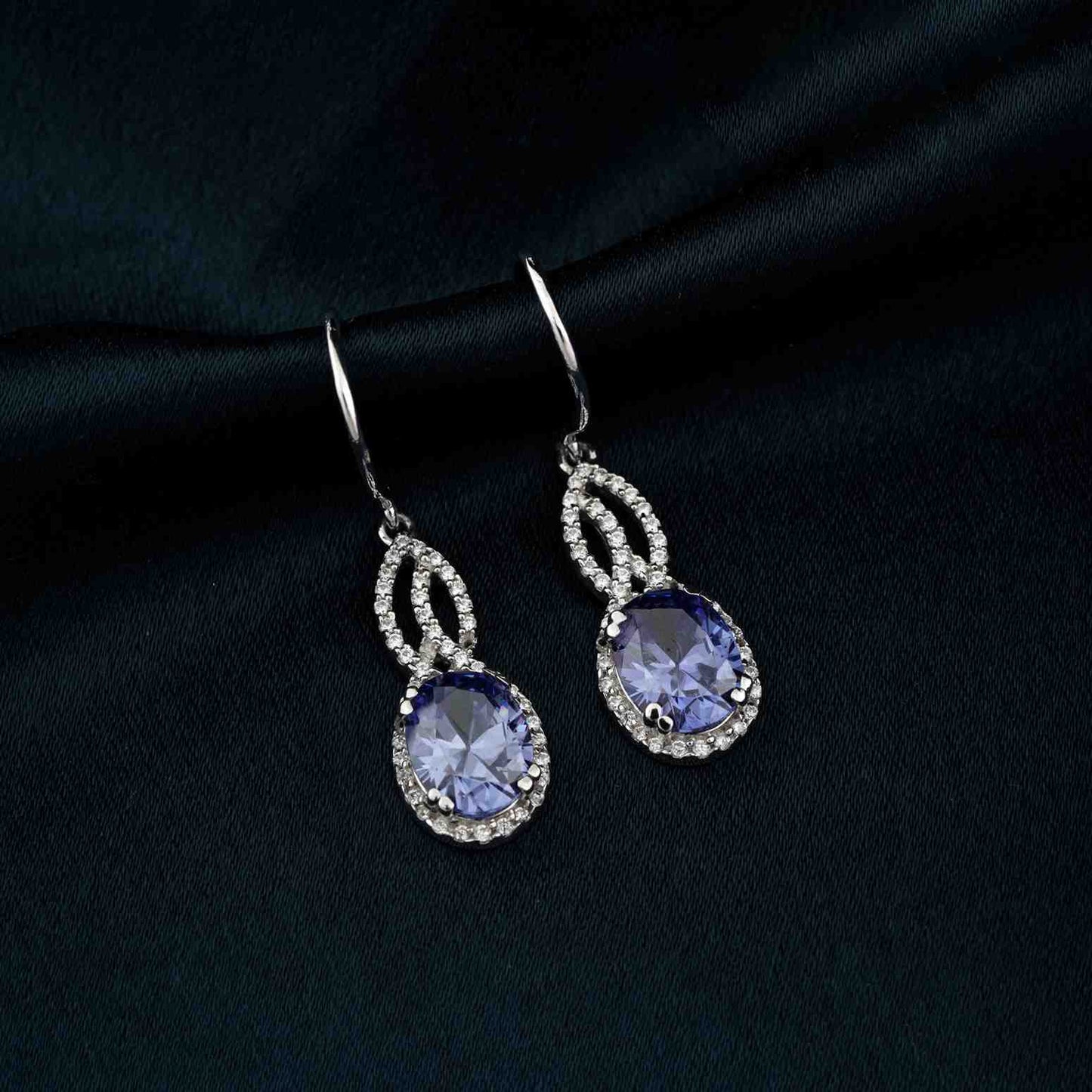 925 Sterling Silver Blue Night Dangle Earrings