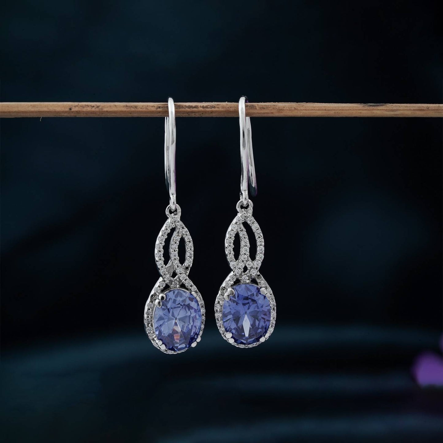 925 Sterling Silver Blue Night Dangle Earrings