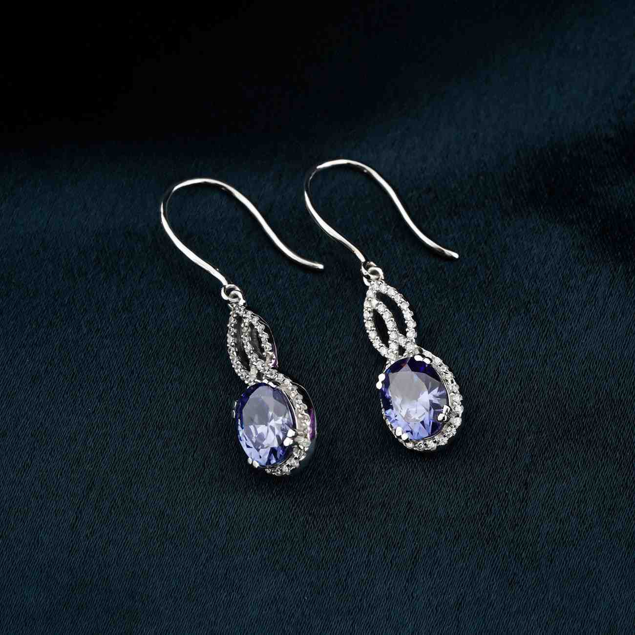 925 Sterling Silver Blue Night Dangle Earrings