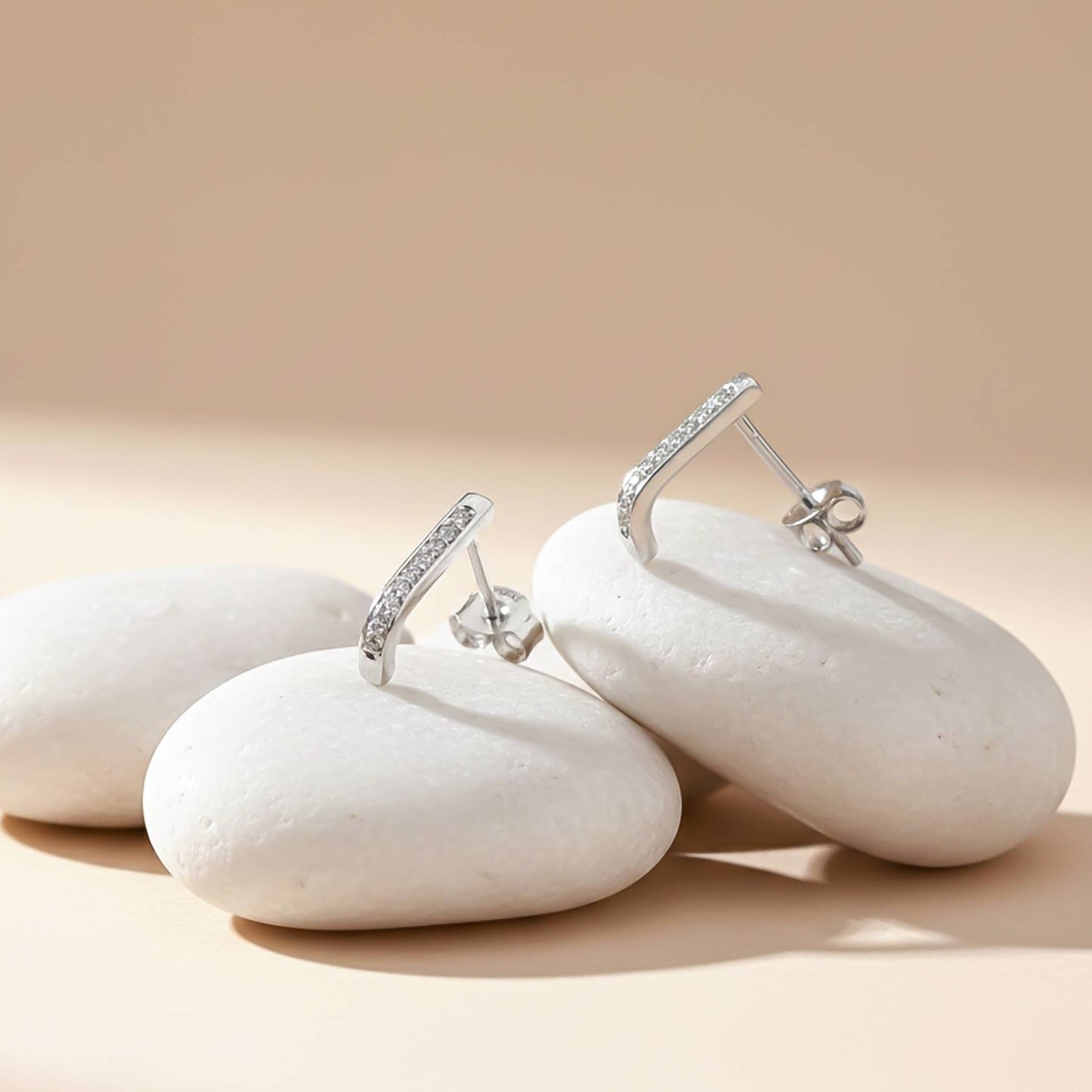 925 Sterling Silver Sculpted Minimalist Stud Earrings Gold Vermeil (2.5 Micron) - product view