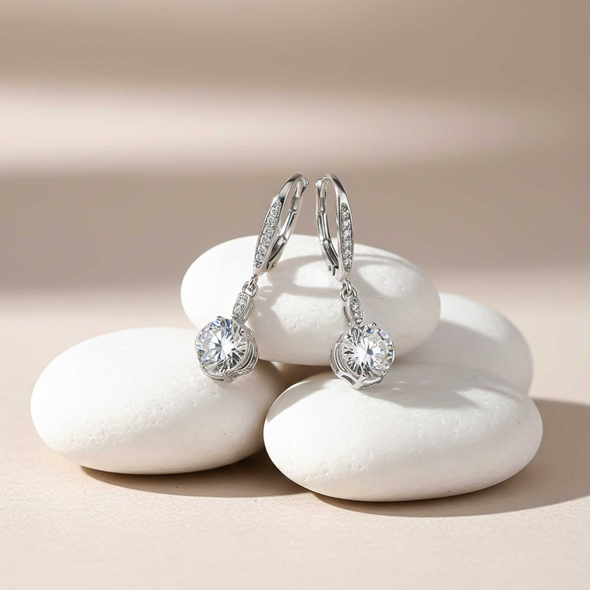 925 Sterling Silver Solitaire Classic Drop Earrings Gold Vermeil (2.5 Micron) - product view