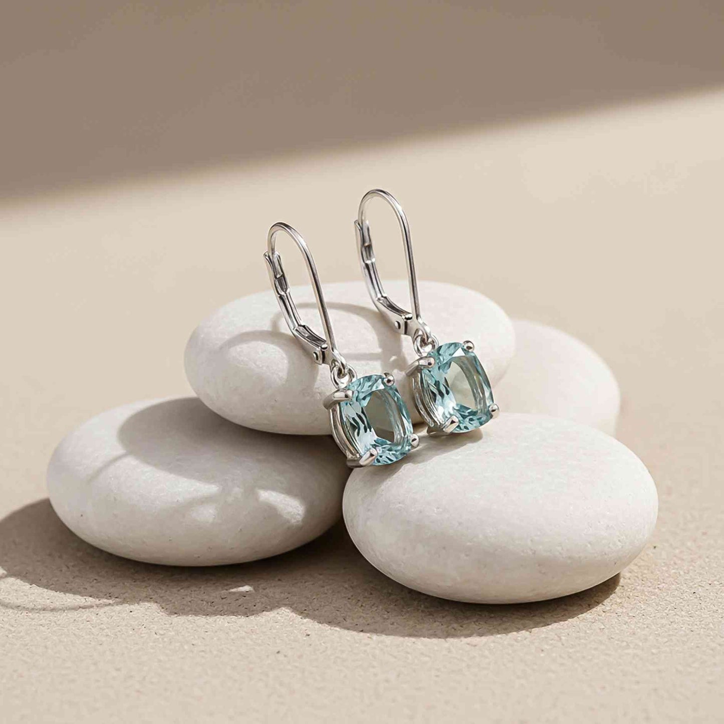 925 Sterling Silver Aqua Blue Drop Earrings Gold Vermeil (2.5 Micron) - product view