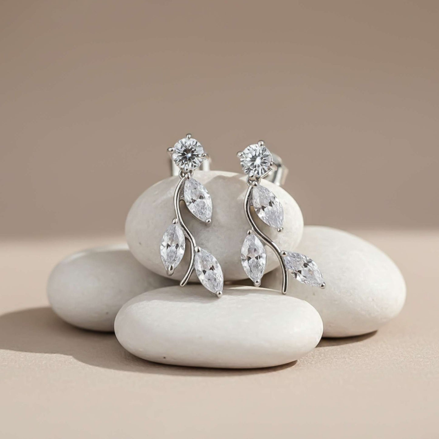 925 Sterling Silver Lush Leafy Stud Earrings Gold Vermeil (2.5 Micron) - product view