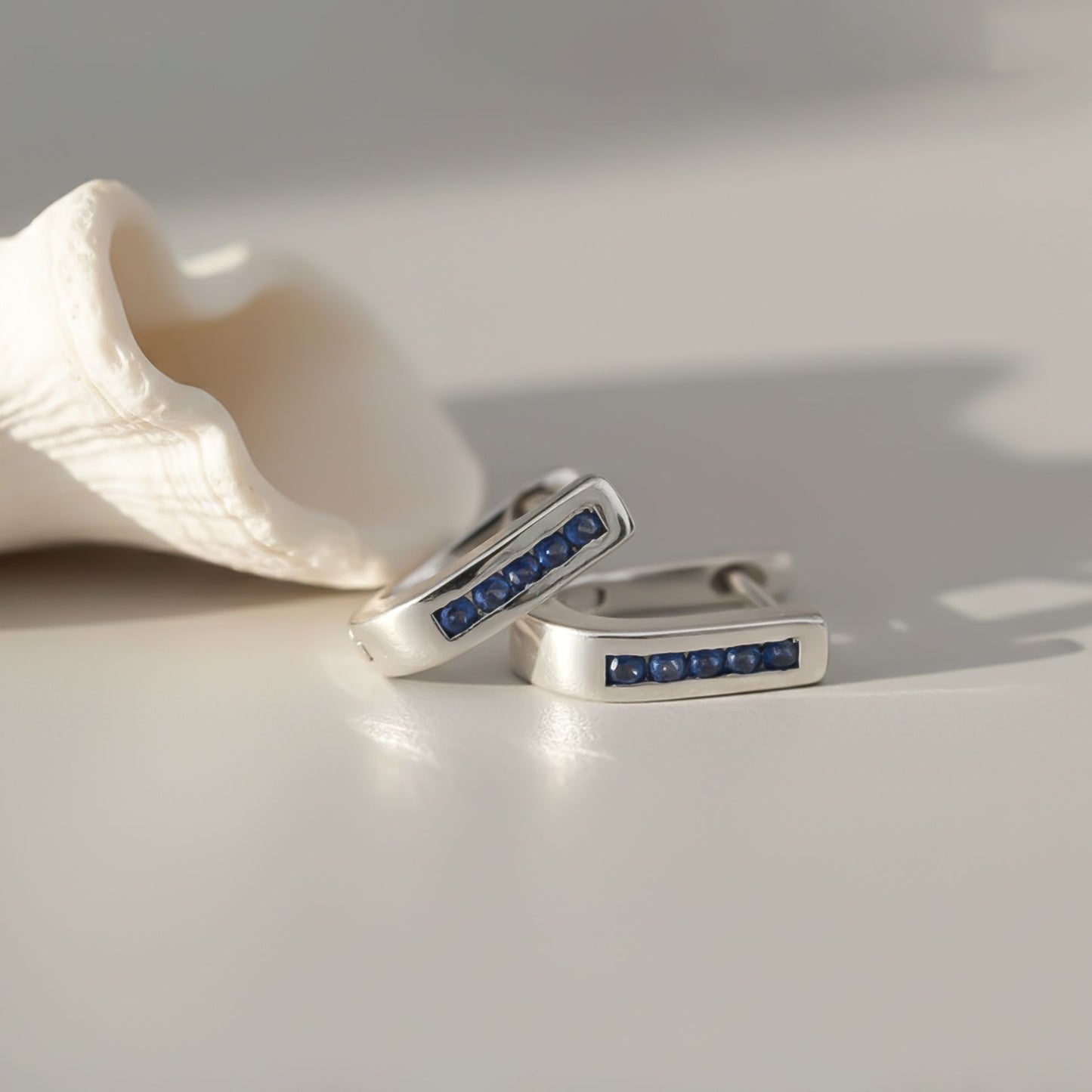 925 Sterling Silver Royal Blue Bar Hoop Gold Vermeil (2.5 Micron) - alternate view