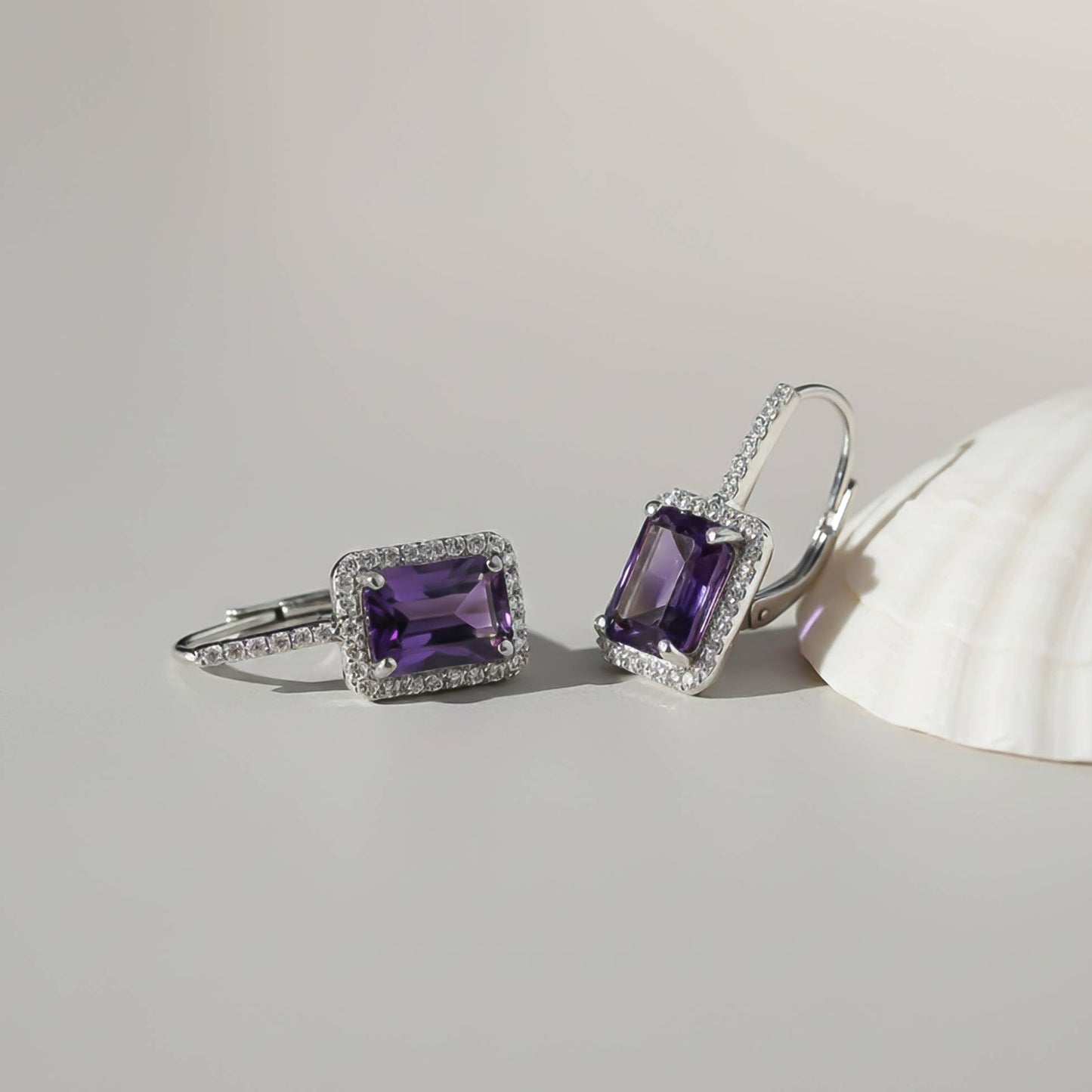 925 Sterling Silver Dreamy Purple Drop Earrings Gold Vermeil (2.5 Micron) - alternate view