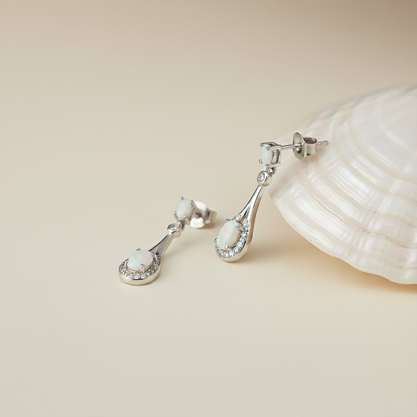 925 Sterling Silver Teardrop Opal Earrings Gold Vermeil (2.5 Micron) - alternate view