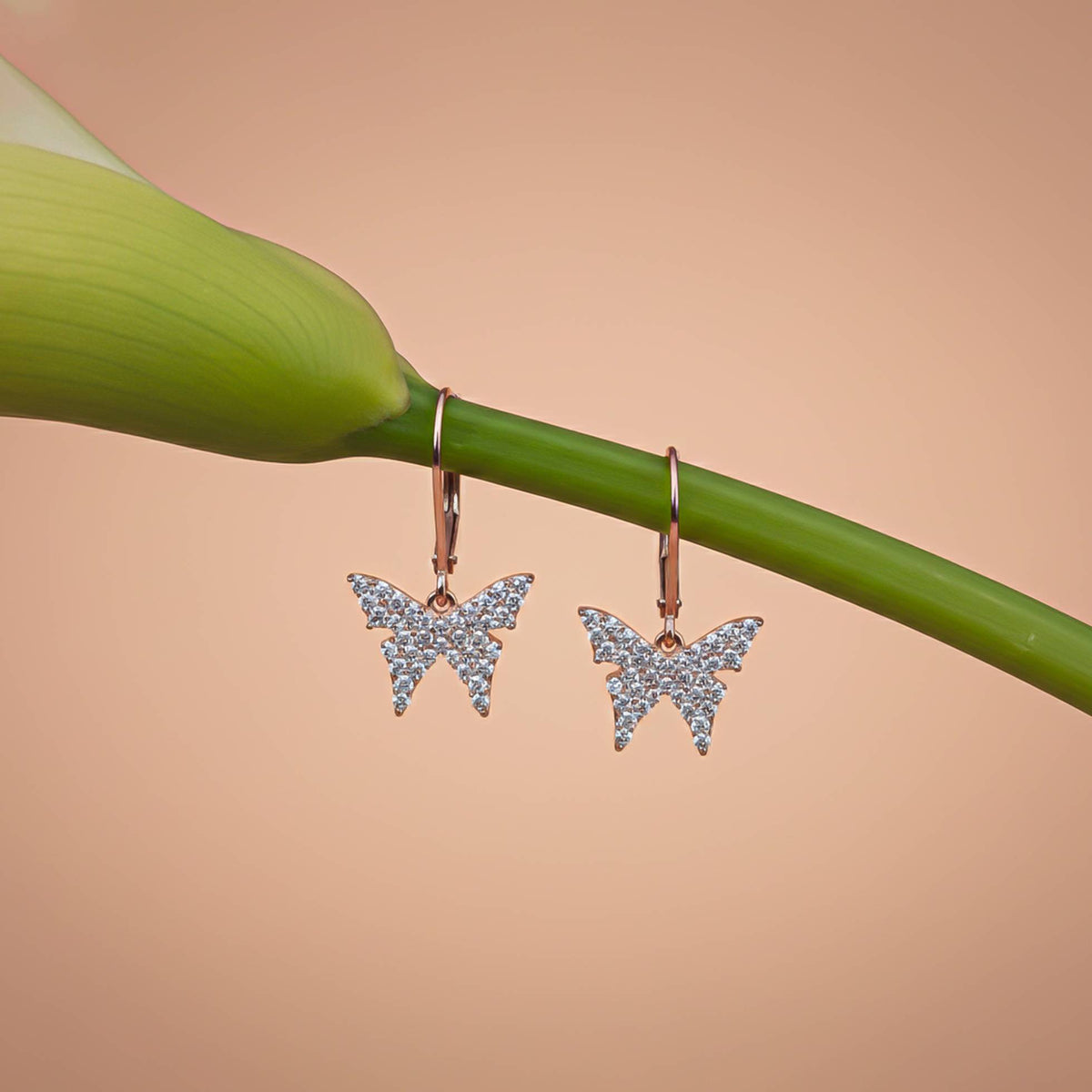 925 Sterling Silver With Gold Vermeil Charming Butterfly Earrings Gold Vermeil (2.5 Micron) - product view