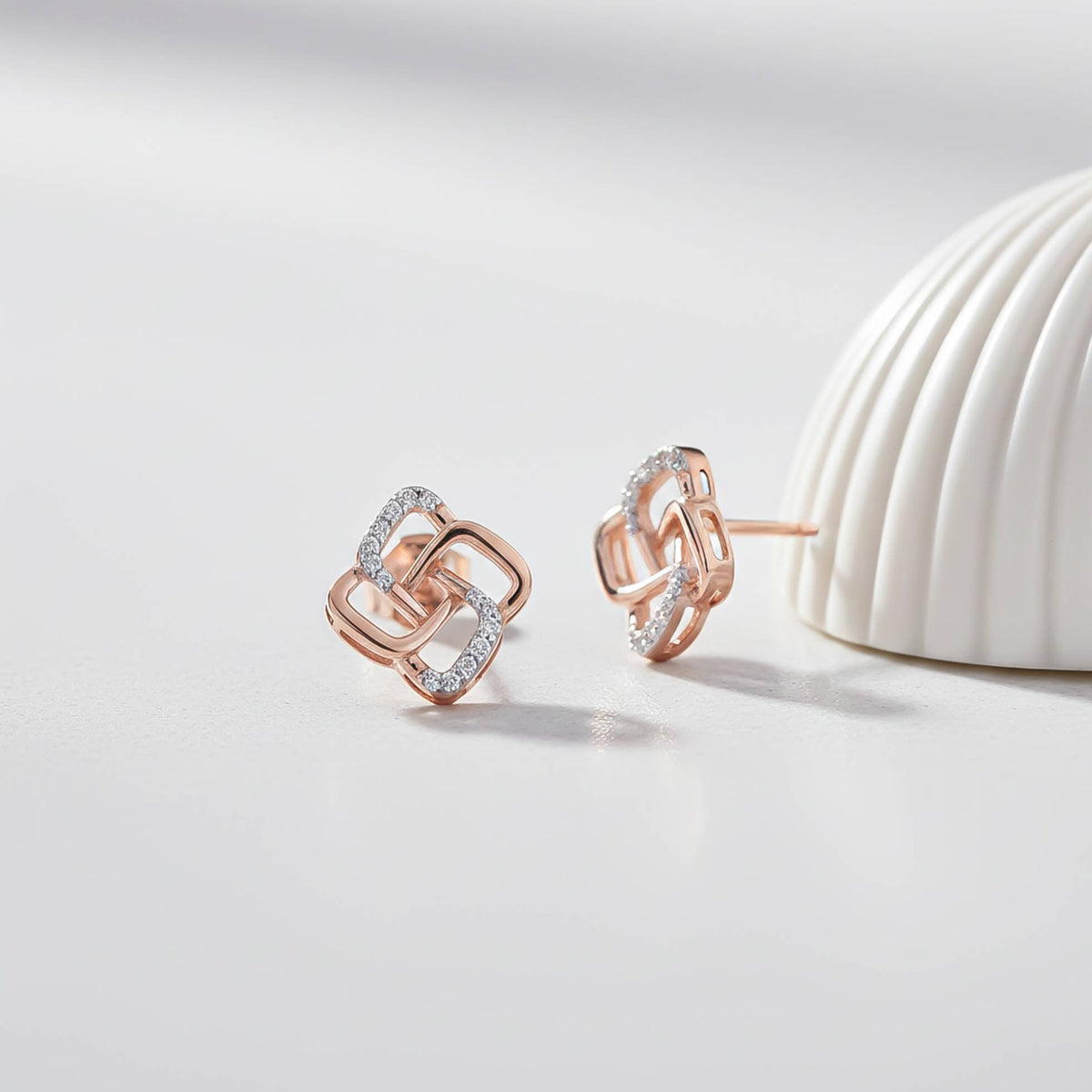 925 Sterling Silver With Gold Vermeil Zircon Studded Cadmus Earring Gold Vermeil (2.5 Micron) - alternate view