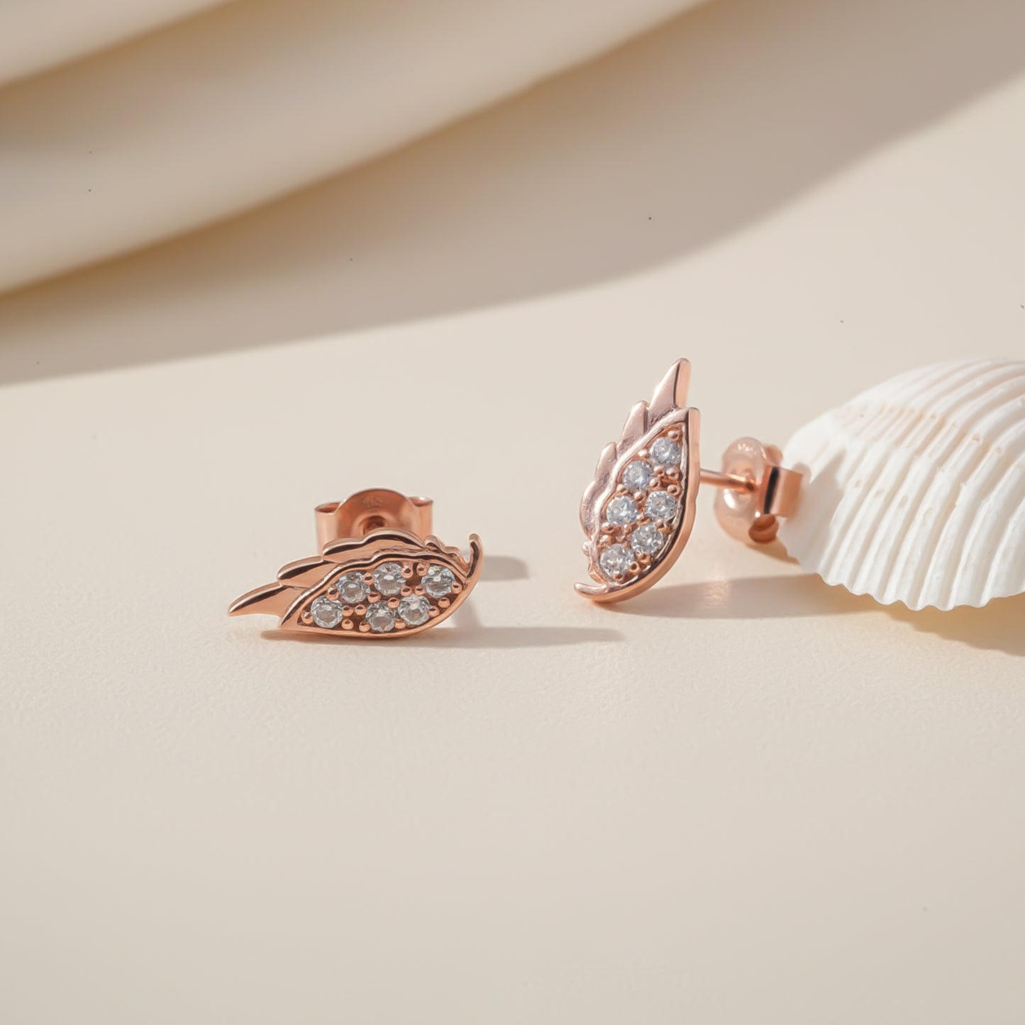 925 Sterling Silver With Gold Vermeil Mini Wings Stud Earrings Gold Vermeil (2.5 Micron) - alternate view
