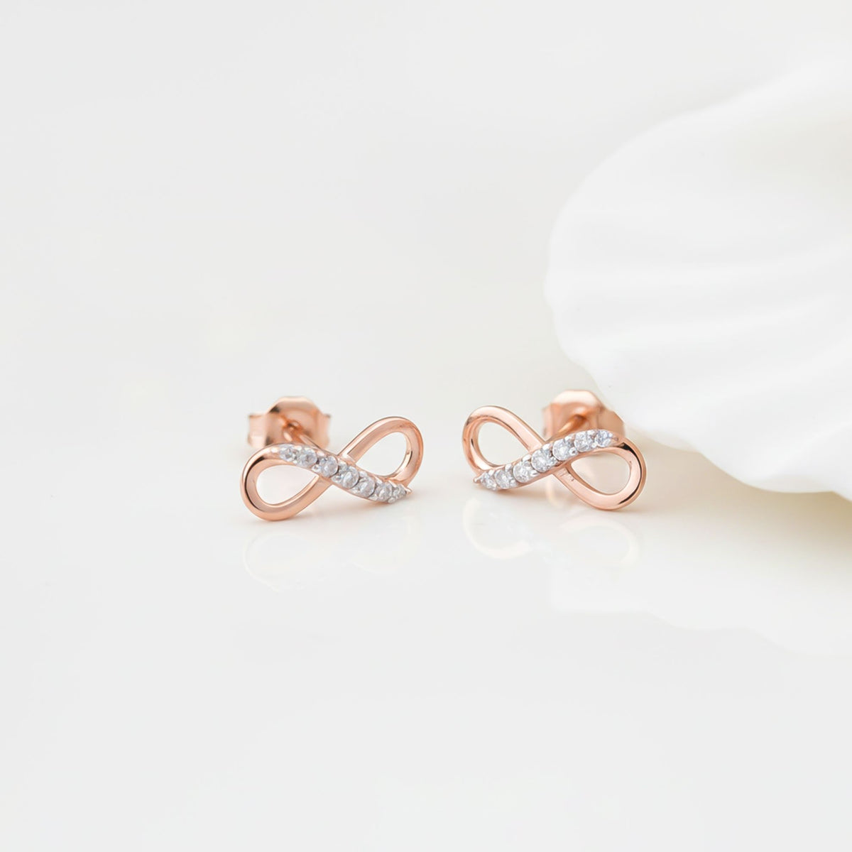 925 Sterling Silver With Gold Vermeil Infinity Stud Earrings Gold Vermeil (2.5 Micron) - alternate view