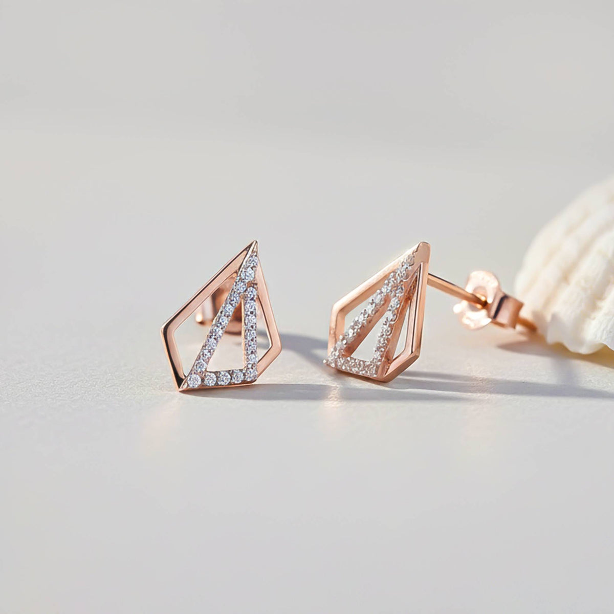925 Sterling Silver With Gold Vermeil Triangular Earrings Gold Vermeil (2.5 Micron) - alternate view