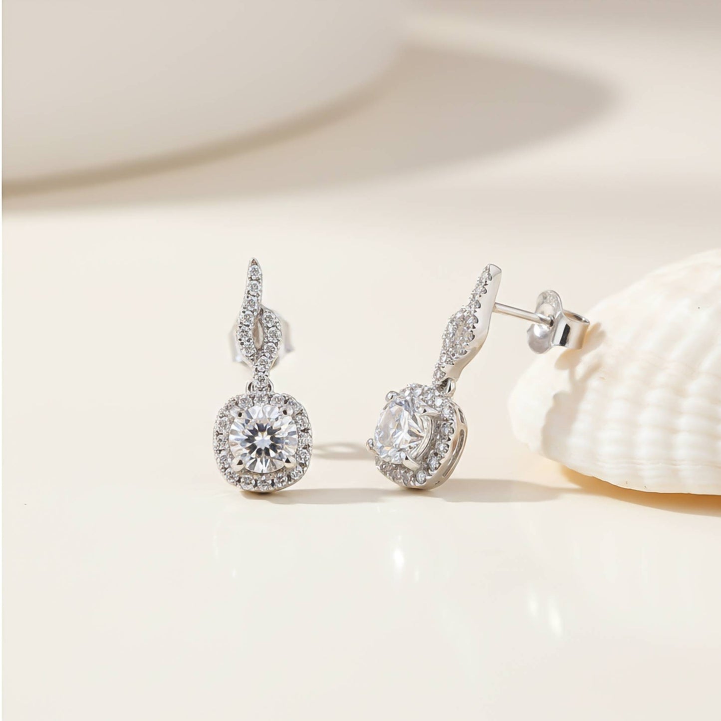 925 Sterling Silver Drizzle Halo Drop Earrings Gold Vermeil (2.5 Micron) - alternate view