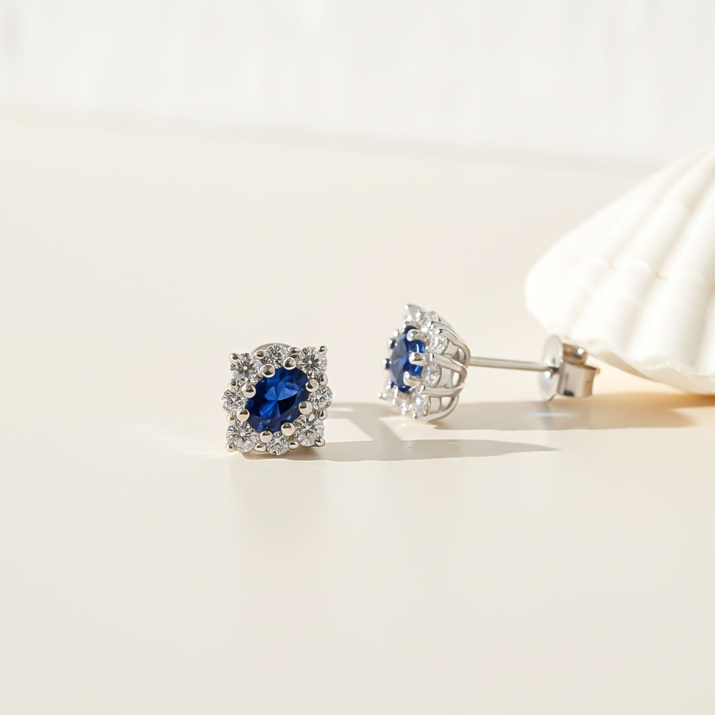 925 Sterling Silver Blue Cocktail Stud Earrings Gold Vermeil (2.5 Micron) - product view