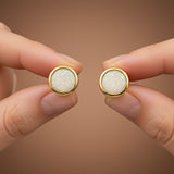 Silver Round Opal Stud Earrings for Women