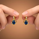 Silver Blue Sapphire Teardrop Designer Earrings