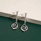 Silver CZ Spiral Drop Earrings for Women