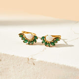 Silver Opal & Emerald Leaf Designer Earrings