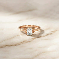 0.44Ct Moissanite Vintage Emerald Solitaire Ring