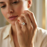 0.78Ct Moissanite Twist Band Oval Solitaire Ring
