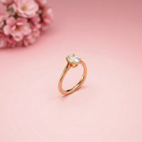0.78Ct Moissanite Twist Band Oval Solitaire Ring