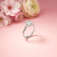 2.58Ct Moissanite Asscher Cut Three Stone Ring
