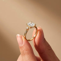 2.58Ct Moissanite Asscher Cut Three Stone Ring