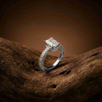 2.19Ct Moissanite Vintage Radiant Cut Milgrain Ring