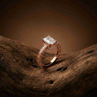2.19Ct Moissanite Vintage Radiant Cut Milgrain Ring
