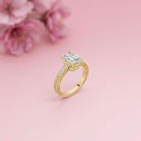 2.29Ct Moissanite Emerald Cut Vintage Pavé Ring