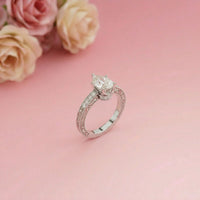 1.38Ct Moissanite Pear Cut Vintage Ring