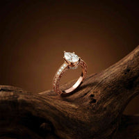1.38Ct Moissanite Pear Cut Vintage Ring