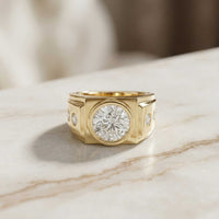 3.66Ct Moissanite Bold Bezel Ring For Men's