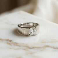 0.78Ct Moissanite Princess Textured Ring For Men's