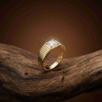 0.78Ct Moissanite Princess Textured Ring For Men's