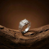 2.30Ct Moissanite Princess Cut Multi-Ridge Ring For Men's