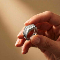 0.68Ct Moissanite Channel Accent Statement Ring For Men's