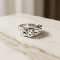0.75Ct Moissanite Split Shank Solitaire Ring For Men's