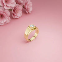 0.75Ct Moissanite Bold Bezel Set Solitaire Ring For Men's