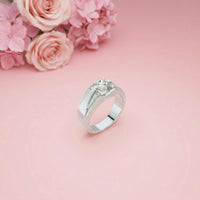 0.75Ct Moissanite Angular Groove Ring For Men's