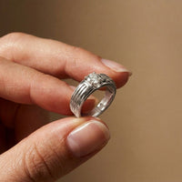 0.75Ct Moissanite Textured Groove Ring For Men's