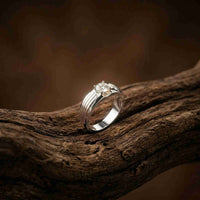 0.75Ct Moissanite Textured Groove Ring For Men's