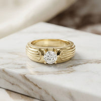 0.75Ct Moissanite Textured Groove Ring For Men's