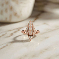 0.57Ct Moissanite Geometric Fan Gold Ring