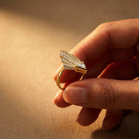 0.57Ct Moissanite Geometric Fan Gold Ring