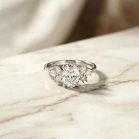1.30Ct Moissanite Floral Oval Cut Ring